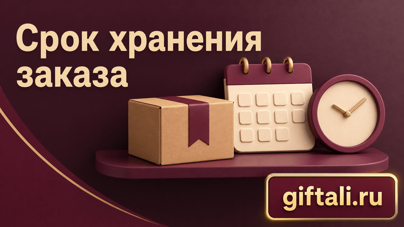 Посылка в пункте выдачи рядом с календарём и часами
