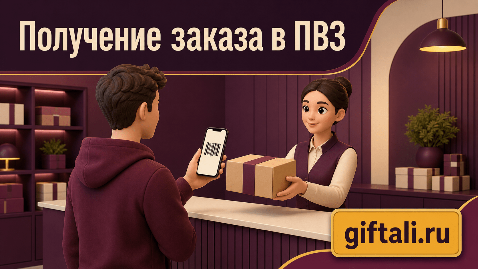 Получение посылки по коду в пункте выдачи заказов