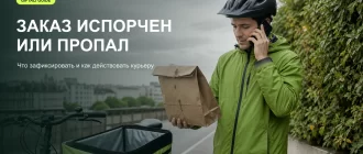 Курьер сообщает поддержке о повреждённом заказе