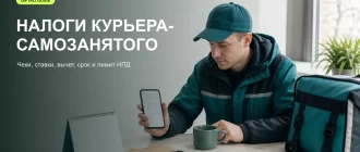 Курьер-самозанятый проверяет чеки и налог в приложении