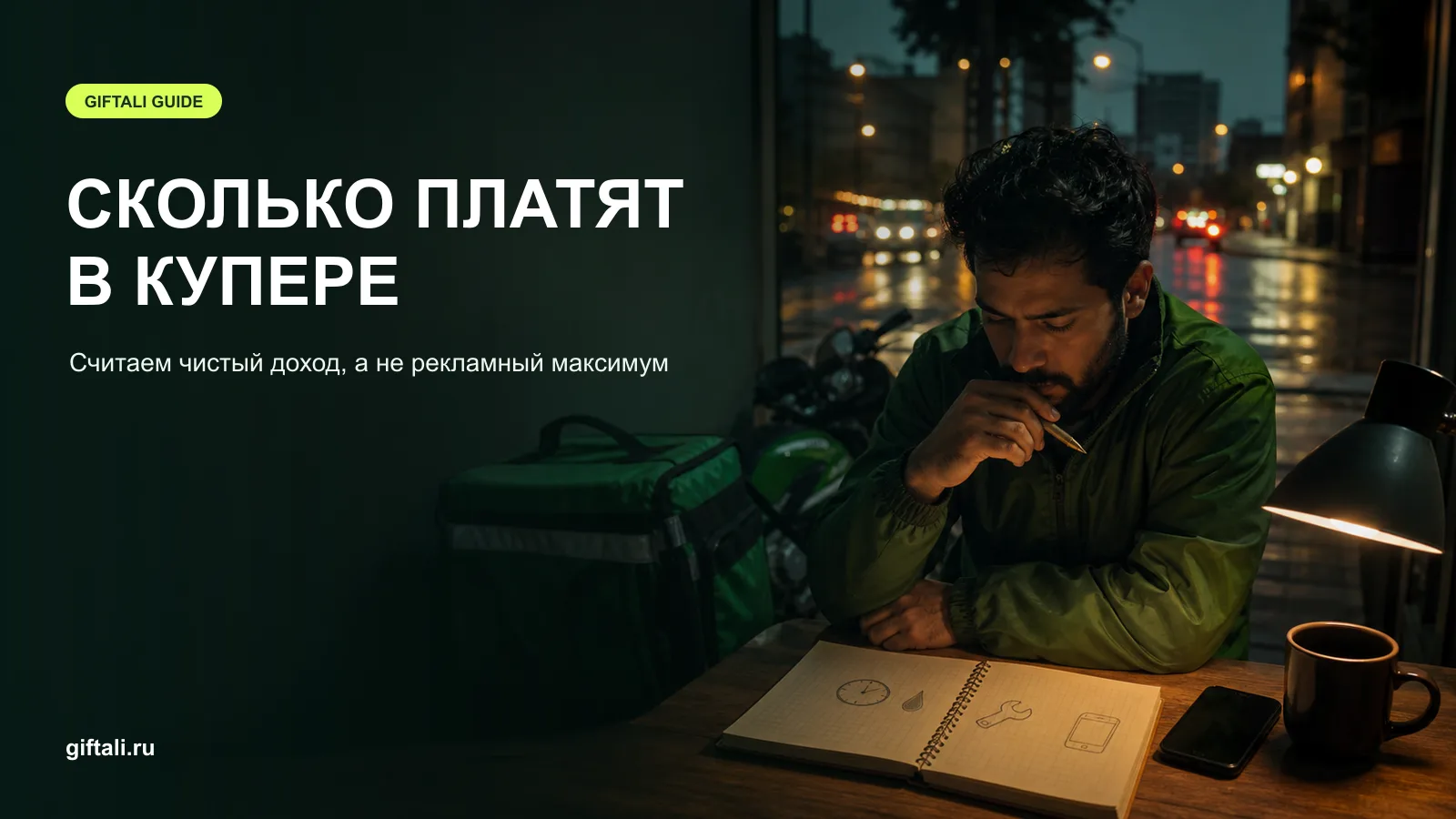 Расчёт реального заработка курьера Купера после смены
